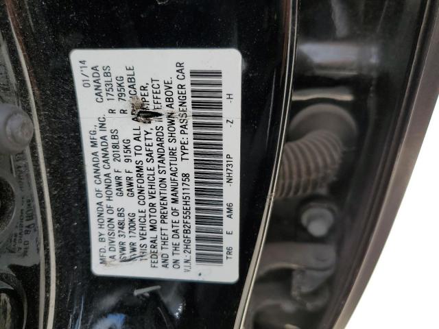 Photo 10 from auction – 2014 HONDA CIVIC LX with VIN 2HGFB2F55EH511758