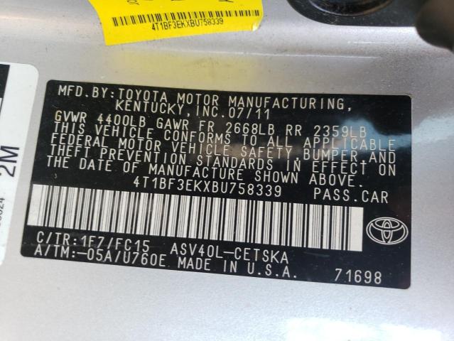 Photo 10 from auction – 2011 TOYOTA CAMRY BASE with VIN 4T1BF3EKXBU758339