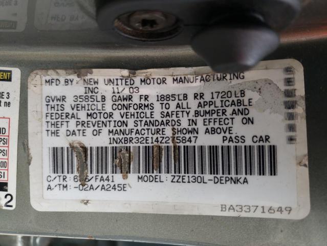 Photo 10 from auction – 2004 TOYOTA COROLLA CE with VIN 1NXBR32E14Z275847