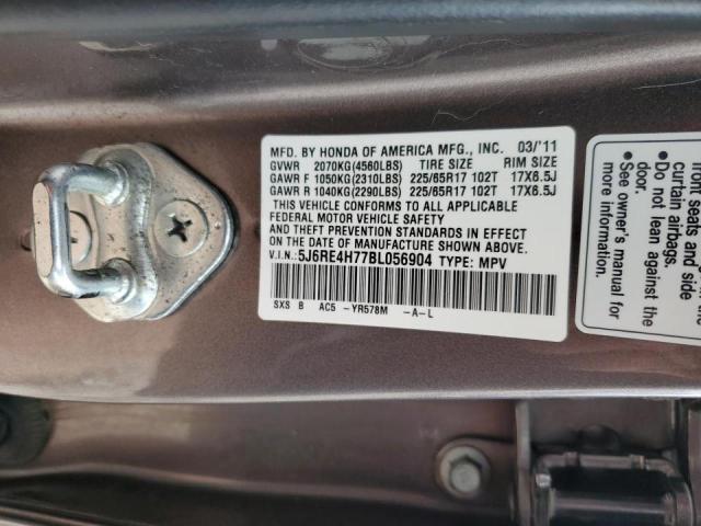 Photo 10 from auction – 2011 HONDA CR-V EXL with VIN 5J6RE4H77BL056904