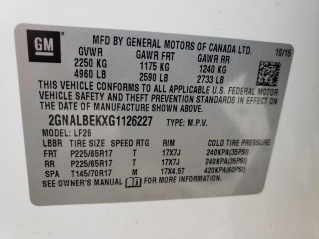 Photo 10 from auction – 2016 CHEVROLET EQUINOX LS with VIN 2GNALBEKXG1126227
