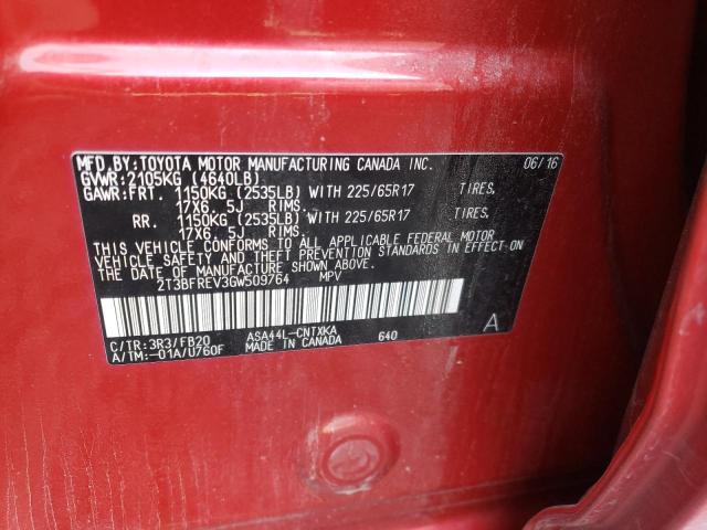 Photo 10 from auction – 2016 TOYOTA RAV4 LE with VIN 2T3BFREV3GW509764