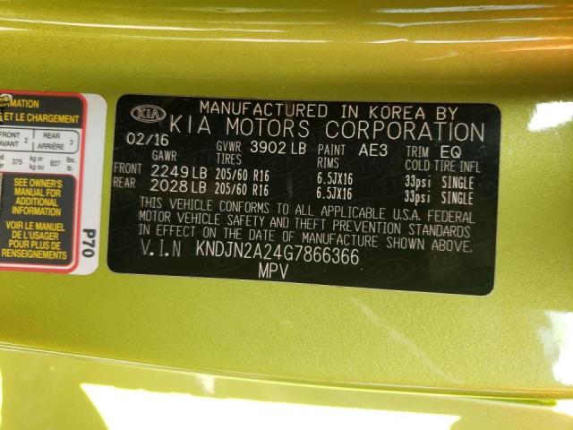 Foto 10 de la subasta – 2016 KIA SOUL con VIN KNDJN2A24G7866366