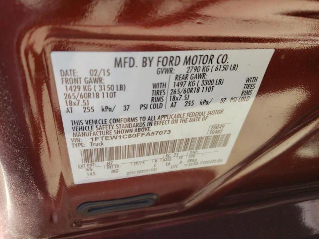 Photo 10 from auction – 2015 FORD F150 SUPER with VIN 1FTEW1C80FFA57073