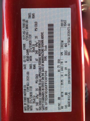 Photo 10 from auction – 2015 FORD F150 SUPER with VIN 1FTEW1EGXFFC07310