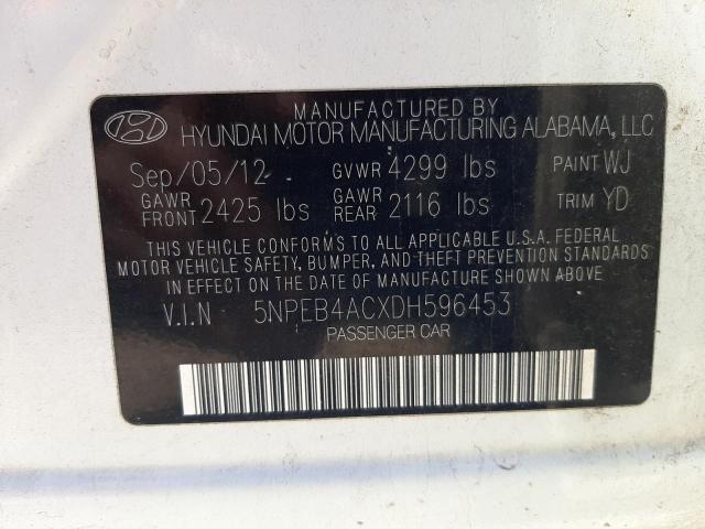 Photo 10 from auction – 2013 HYUNDAI SONATA GLS with VIN 5NPEB4ACXDH596453