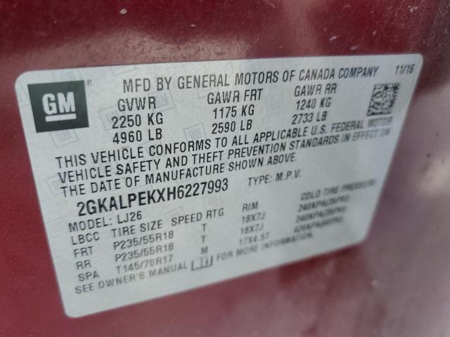 Photo 10 from auction – 2017 GMC TERRAIN SL with VIN 2GKALPEKXH6227993