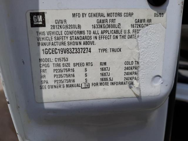 Photo 10 from auction – 2003 CHEVROLET SILVERADO with VIN 1GCEC19V83Z337274