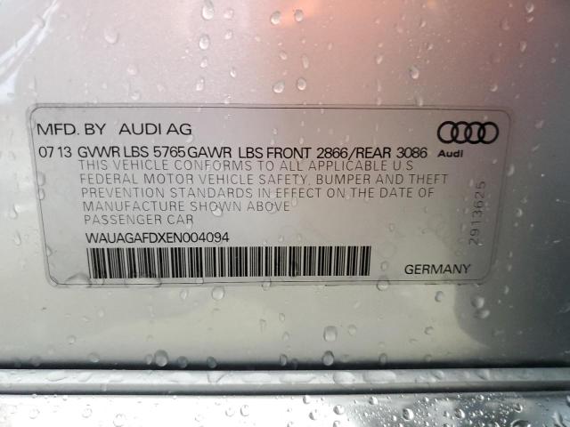 Photo 10 from auction – 2014 AUDI A8 QUATTRO with VIN WAUAGAFDXEN004094