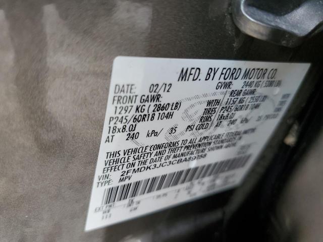 Photo 10 from auction – 2012 FORD EDGE SEL with VIN 2FMDK3JC3CBA89258