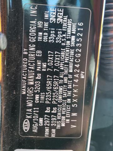 Photo 10 from auction – 2012 KIA SORENTO BA with VIN 5XYKT4A24CG235216