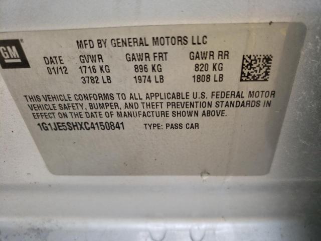 Photo 10 from auction – 2012 CHEVROLET SONIC LTZ with VIN 1G1JE5SHXC4150841