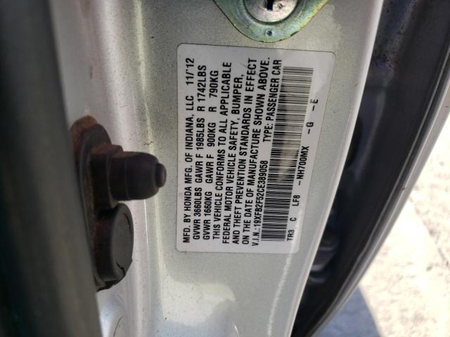 Photo 10 from auction – 2012 HONDA CIVIC LX with VIN 19XFB2F52CE389058