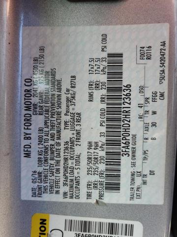 Photo 10 from auction – 2017 FORD FUSION SE with VIN 3FA6P0HD2HR123636