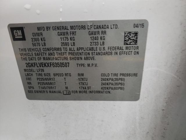 Photo 10 from auction – 2015 GMC TERRAIN SL with VIN 2GKFLVEKXF6350507