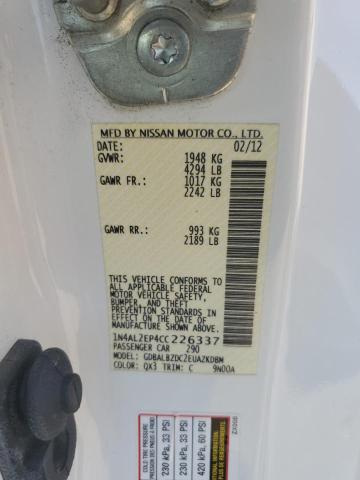 Photo 10 from auction – 2012 NISSAN ALTIMA S with VIN 1N4AL2EP4CC226337
