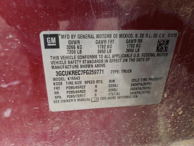 Photo 10 from auction – 2015 CHEVROLET SILVERADO with VIN 3GCUKREC7FG259771