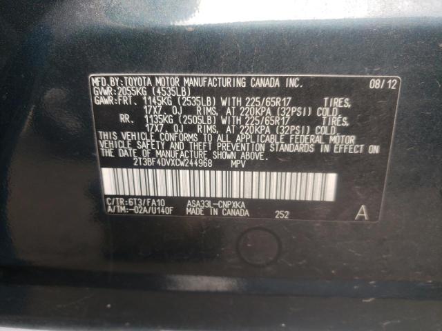 Photo 10 from auction – 2012 TOYOTA RAV4 with VIN 2T3BF4DVXCW244968