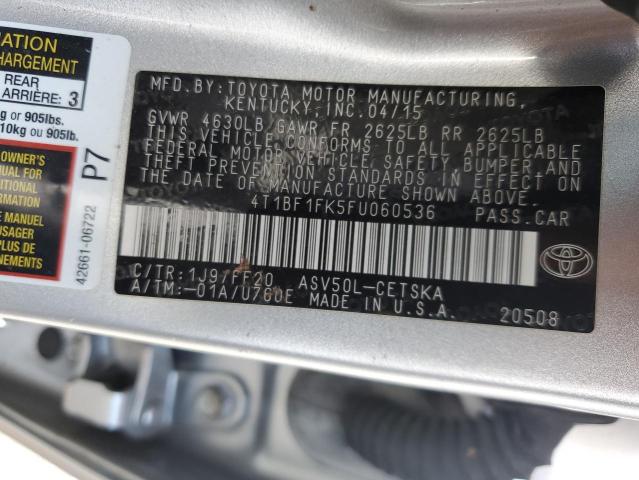 Photo 10 from auction – 2015 TOYOTA CAMRY LE with VIN 4T1BF1FK5FU060536