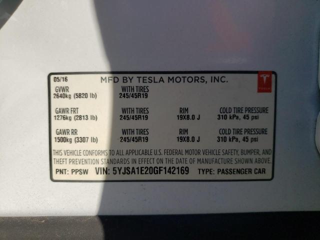 Photo 10 from auction – 2016 TESLA MODEL S with VIN 5YJSA1E20GF142169