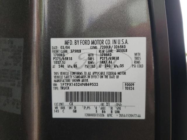 Photo 10 from auction – 2004 FORD F150 with VIN 1FTPX14524NB69533