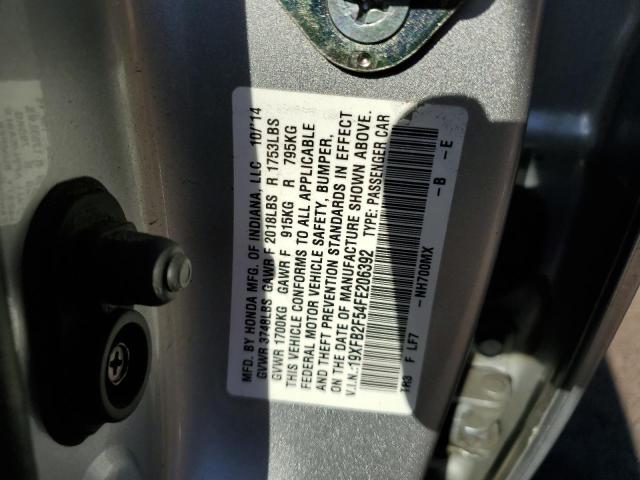 Photo 10 from auction – 2015 HONDA CIVIC LX with VIN 19XFB2F54FE206392