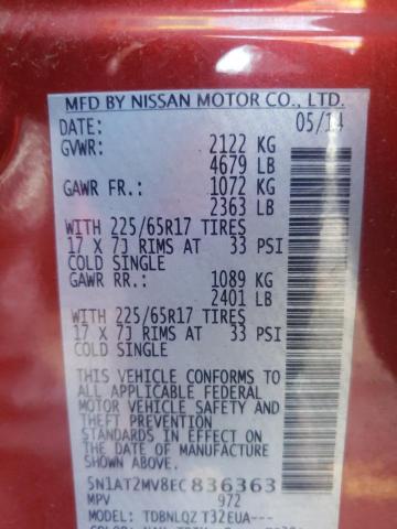 Photo 10 from auction – 2014 NISSAN ROGUE S with VIN 5N1AT2MV8EC836363