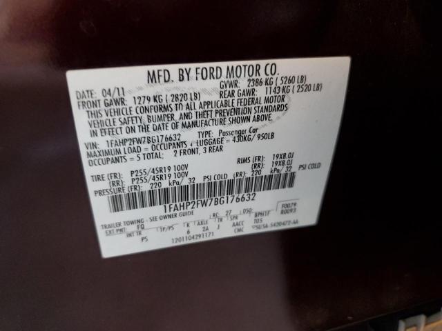 Photo 10 from auction – 2011 FORD TAURUS LIM with VIN 1FAHP2FW7BG176632