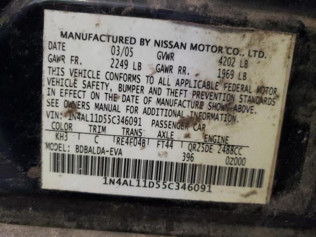 Photo 10 from auction – 2005 NISSAN ALTIMA S with VIN 1N4AL11D55C346091