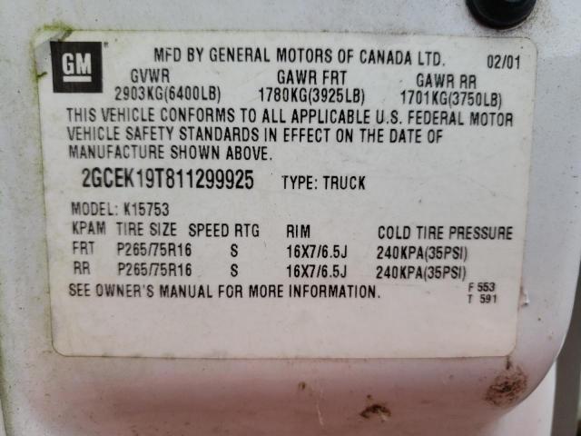 Photo 10 from auction – 2001 CHEVROLET SILVERADO with VIN 2GCEK19T811299925