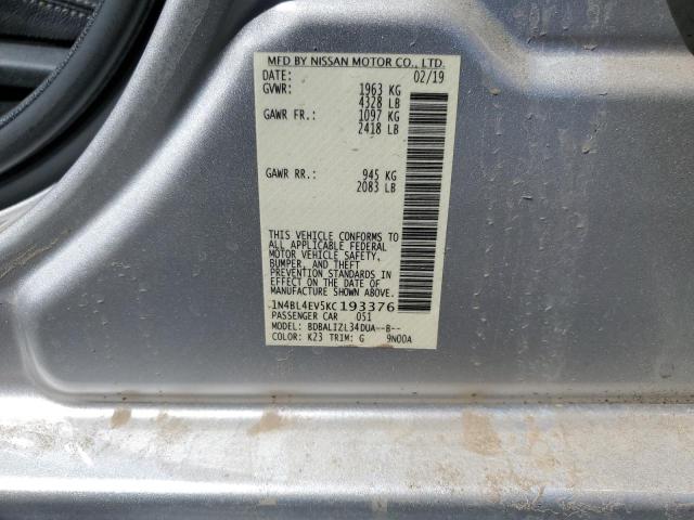Photo 10 from auction – 2019 NISSAN ALTIMA SL with VIN 1N4BL4EV5KC193376