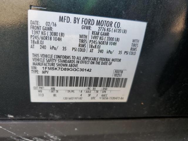 Photo 10 from auction – 2016 FORD EXPLORER X with VIN 1FM5K7D89GGC30142