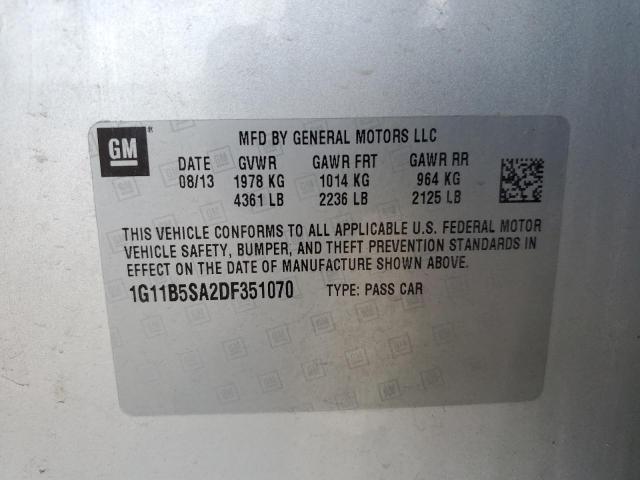 Photo 10 from auction – 2013 CHEVROLET MALIBU LS with VIN 1G11B5SA2DF351070