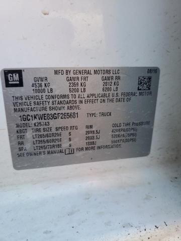 Photo 10 from auction – 2016 CHEVROLET SILVERADO with VIN 1GC1KWE83GF265681