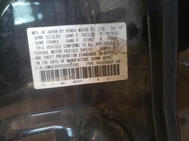 Photo 10 from auction – 2012 HONDA FIT with VIN JHMGE8H3XCC030380