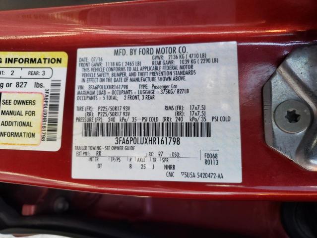Photo 10 from auction – 2017 FORD FUSION SE with VIN 3FA6P0LUXHR161798