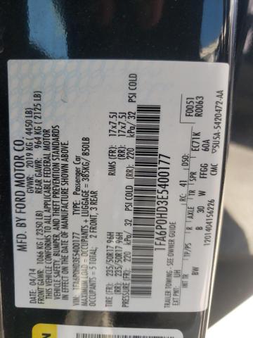 Photo 10 from auction – 2014 FORD FUSION SE with VIN 1FA6P0HD3E5400177
