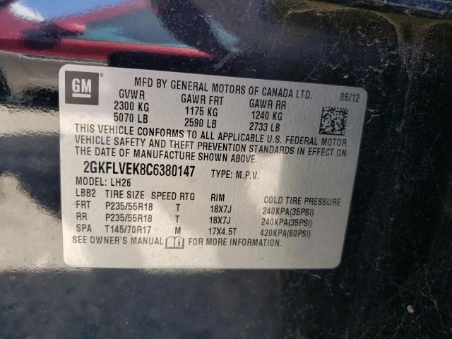 Photo 10 from auction – 2012 GMC TERRAIN SL with VIN 2GKFLVEK8C6380147