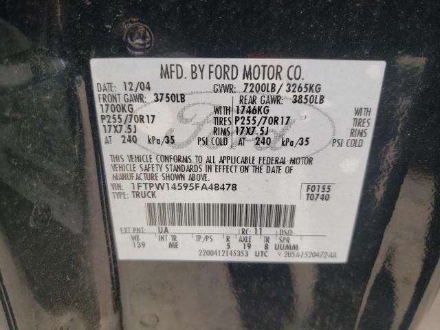 Photo 10 from auction – 2005 FORD F150 SUPER with VIN 1FTPW14595FA48478