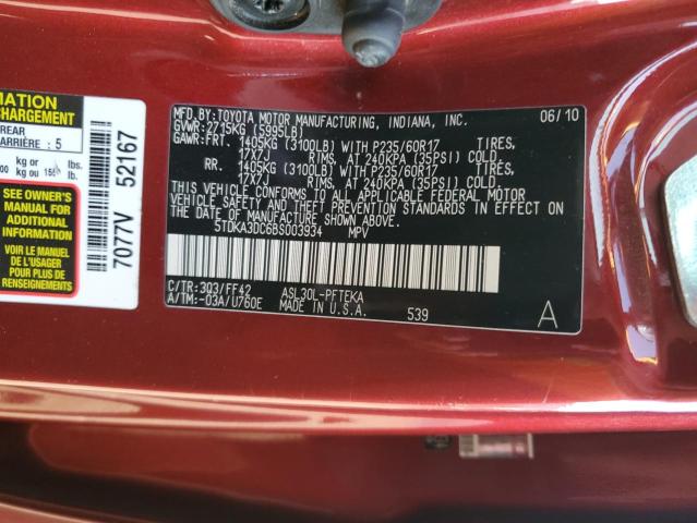 Photo 10 from auction – 2011 TOYOTA SIENNA BAS with VIN 5TDKA3DC6BS003934