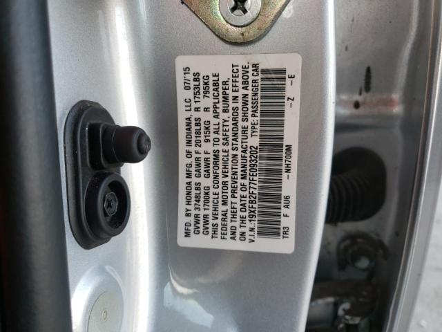 Photo 10 from auction – 2015 HONDA CIVIC SE with VIN 19XFB2F77FE093202
