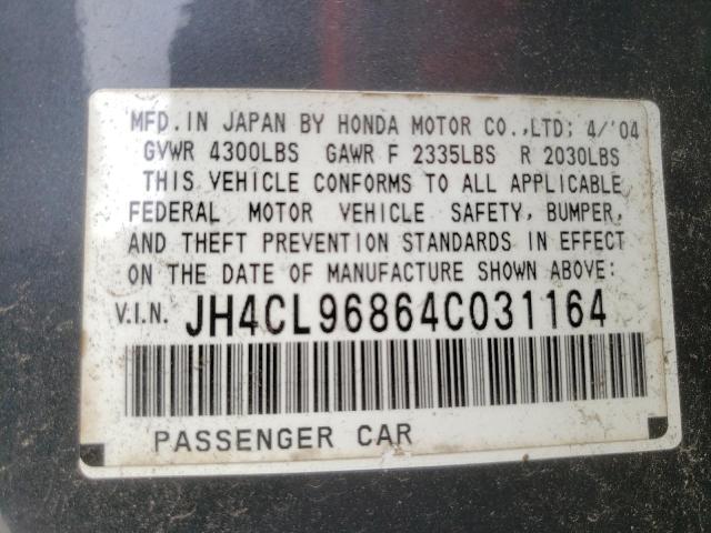 Photo 10 from auction – 2004 ACURA TSX with VIN JH4CL96864C031164