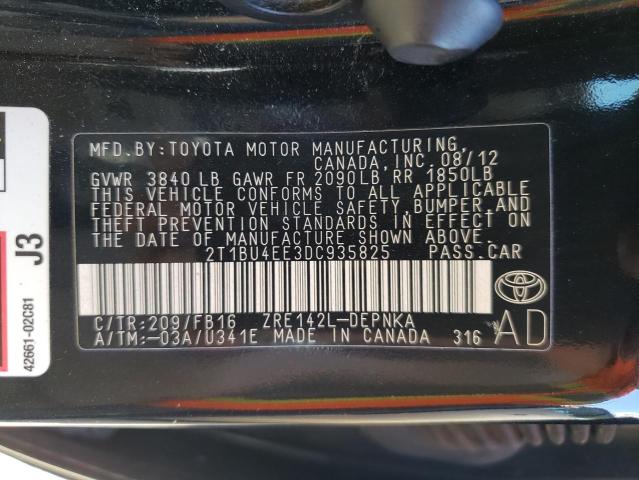 Photo 10 from auction – 2013 TOYOTA COROLLA BA with VIN 2T1BU4EE3DC935825