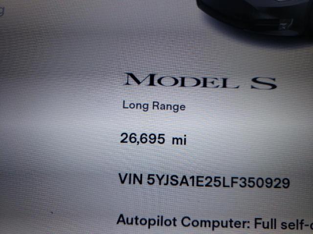 Photo 8 from auction – 2020 TESLA MODEL S with VIN 5YJSA1E25LF350929