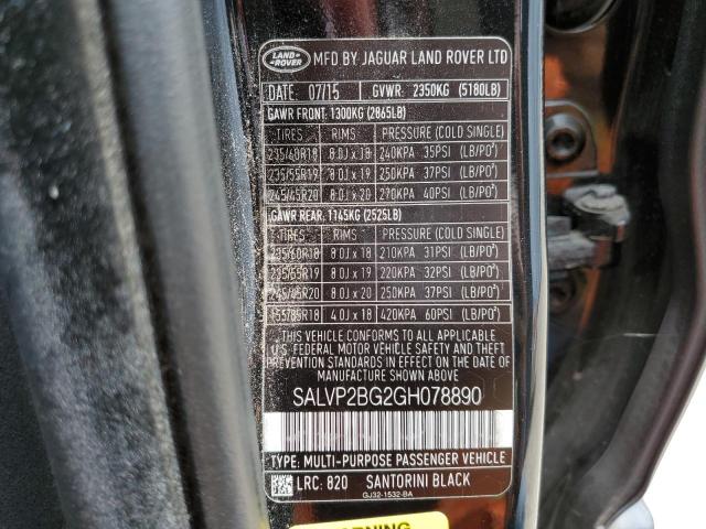 Photo 10 from auction – 2016 LAND ROVER RANGE ROVE with VIN SALVP2BG2GH078890
