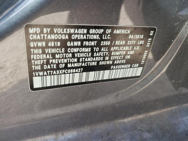 Photo 10 from auction – 2015 VOLKSWAGEN PASSAT S with VIN 1VWAT7A3XFC088427