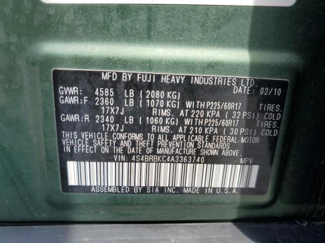 Photo 10 from auction – 2010 SUBARU OUTBACK 2. with VIN 4S4BRBKC4A3363740