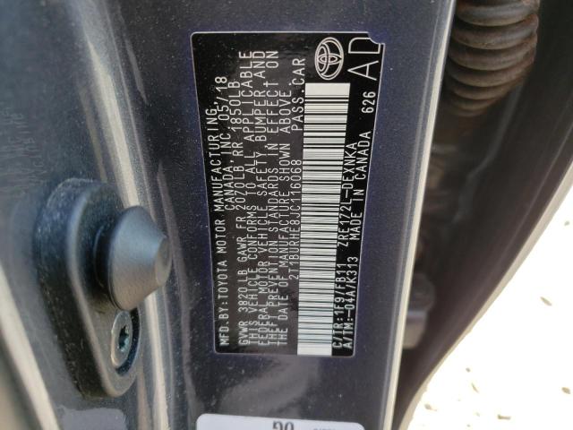 Photo 10 from auction – 2018 TOYOTA COROLLA L with VIN 2T1BURHE8JC116068