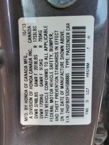 Photo 10 from auction – 2013 HONDA CIVIC LX with VIN 2HGFB2F53DH588885