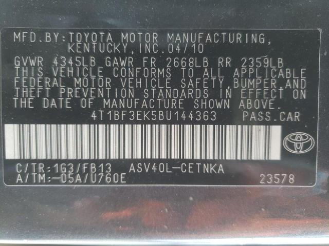 Photo 10 from auction – 2011 TOYOTA CAMRY BASE with VIN 4T1BF3EK5BU144363